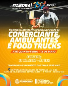 Itaboraí 189 anos inscrições para credenciar ambulantes e food trucks