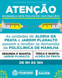 Mudança em polo de vacinação contra a Covid-19 em Itaboraí