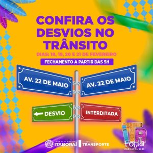 Ita Folia esquema especial de trânsito para os dias de carnaval em Itaboraí